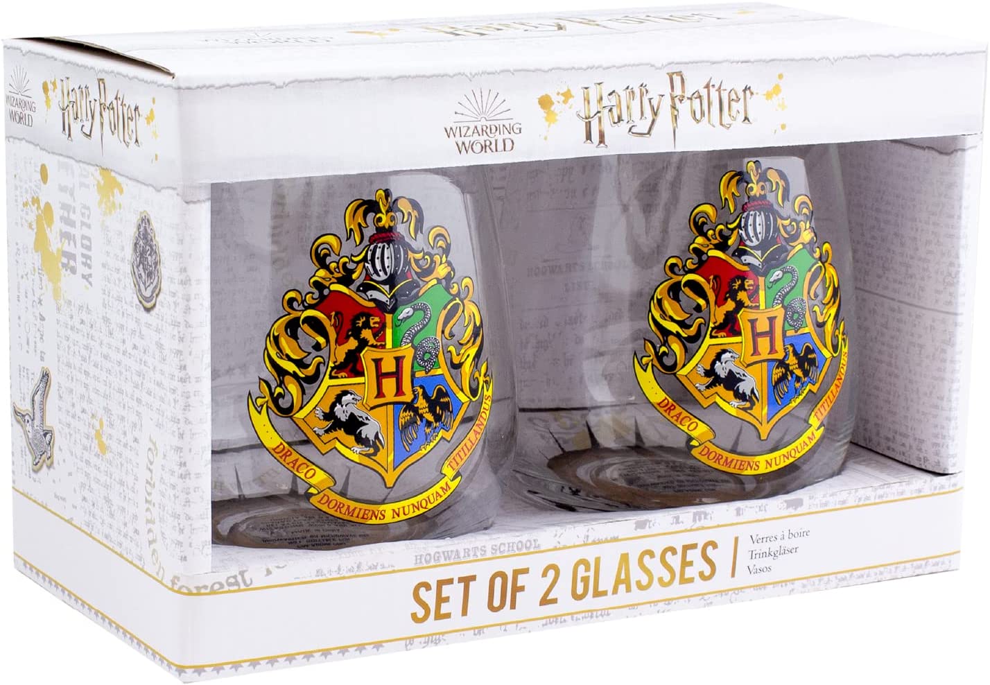 Set of 2 Harry Potter glasses - Hogwarts Crest
