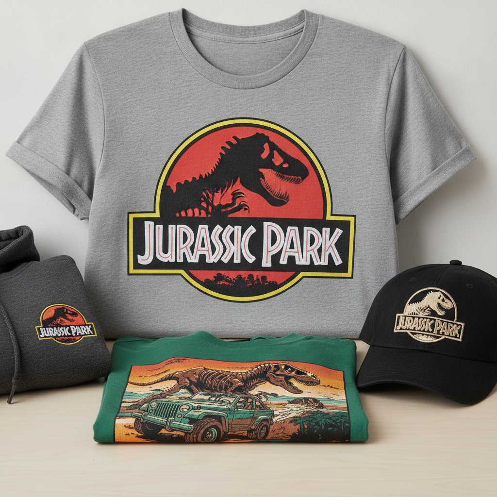 Jurassic Park : le logo culte et les visuels rétro sur un t-shirt qui tient la route