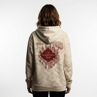 Sweat à Capuche Harry Potter Carte du Maraudeur – Hoodie Officiel Sous Licence – Beige