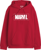 Hoodie rouge Marvel officiel avec logo blanc en gros plan, poche kangourou et capuche à cordons, vêtement unisexe de haute qualité.