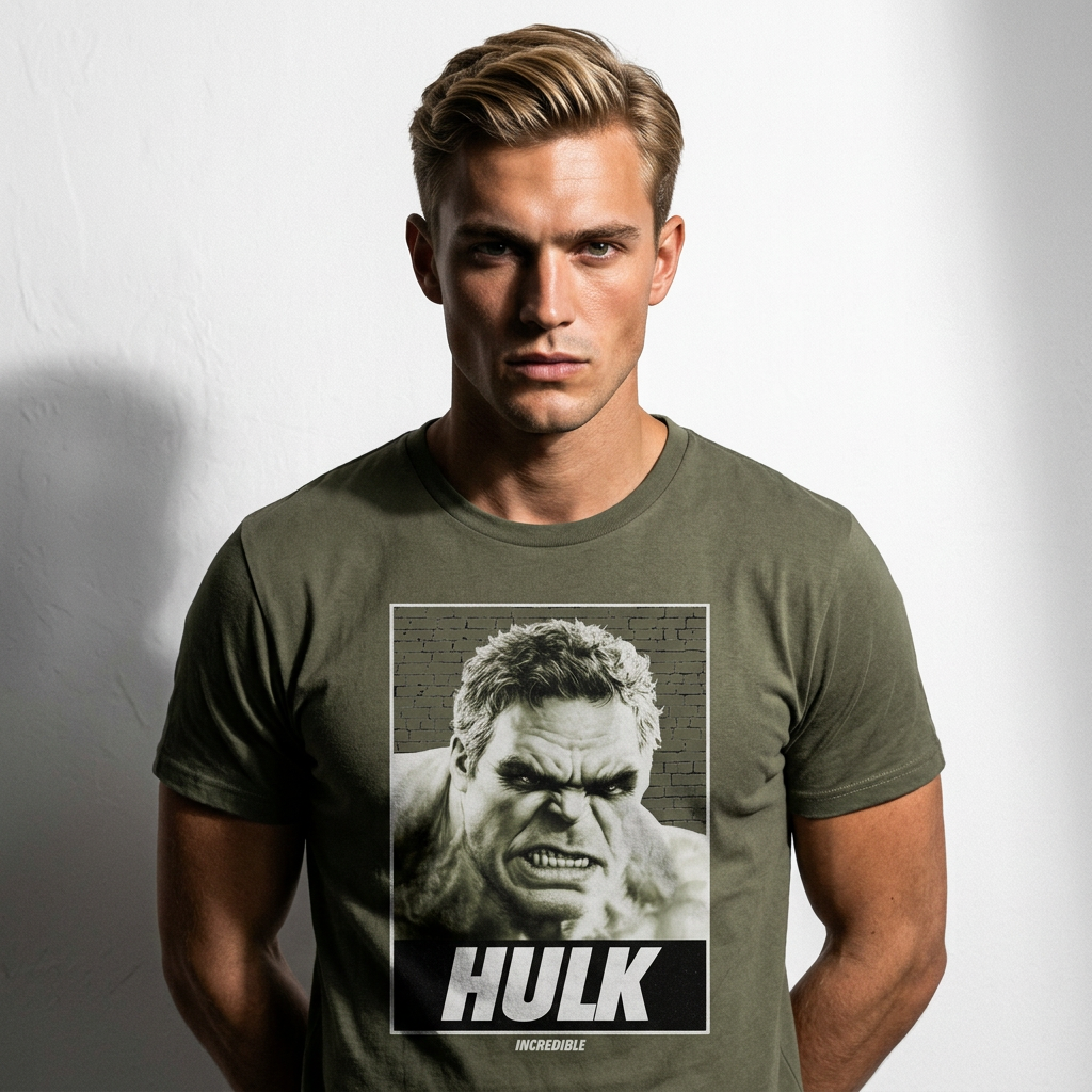 T-Shirt Hulk Incredible 2026 Kaki - Marvel Style Apparel