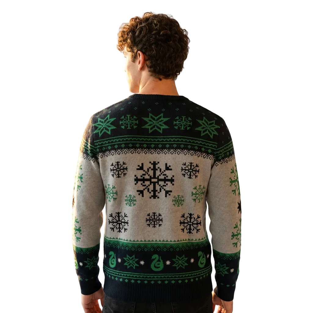 Pull de Noël Harry Potter™ Serpentard – Pull Tricoté Officiel Vert & Noir
