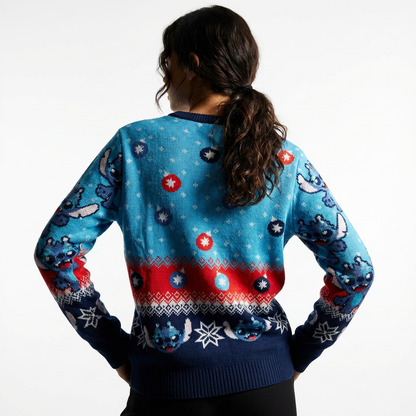 Pull de Noël Disney™ Lilo & Stitch « Happy Stitchmas » – Pull Tricoté Officiel Bleu Marine