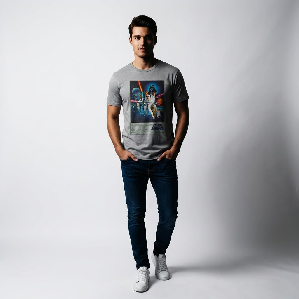T-shirt Star Wars A New Hope Poster Gris Chinè
