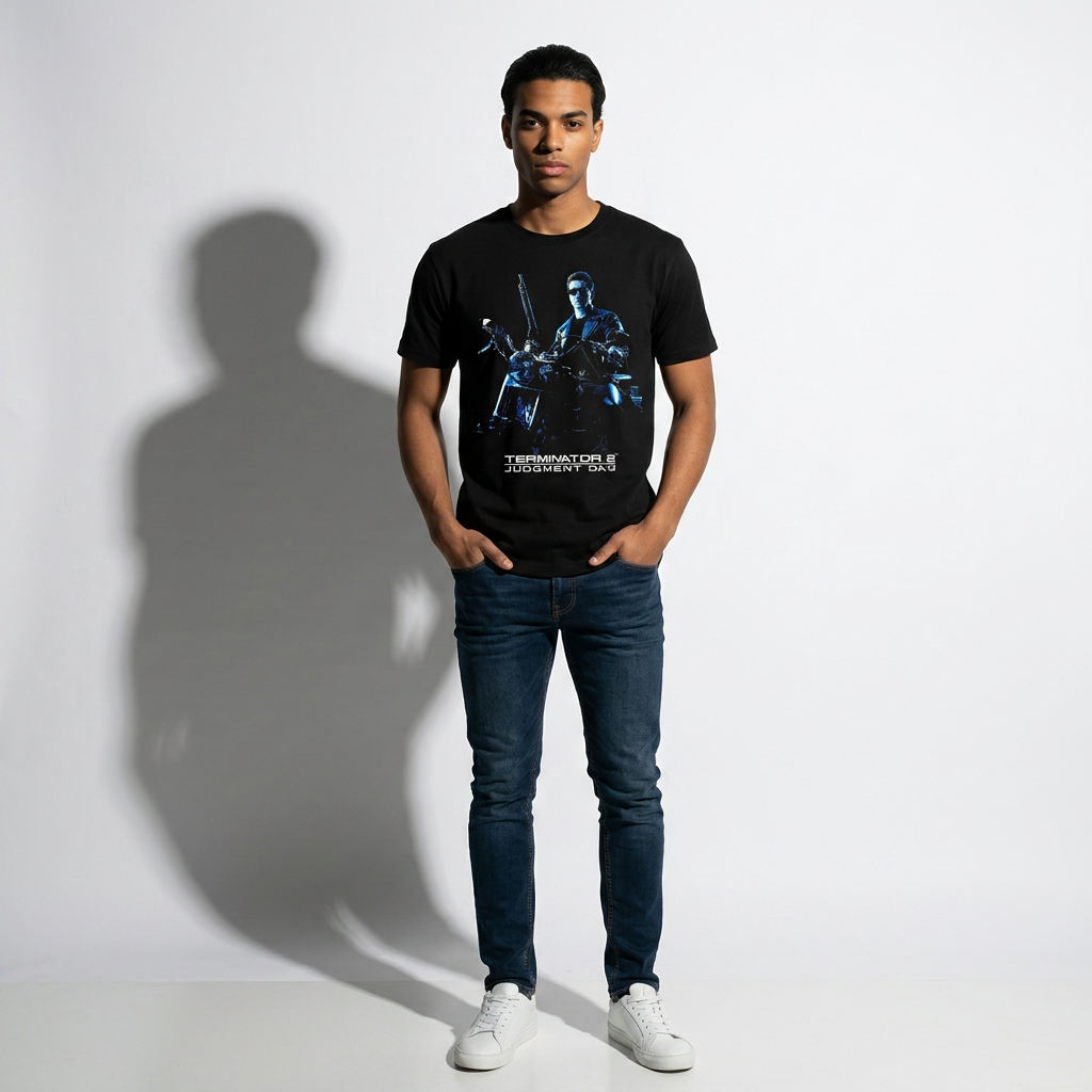 T-Shirt Terminator 2 T-800 Moto Officiel et Iconique