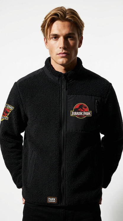 Veste Sherpa Homme Jurassic Park — Noire