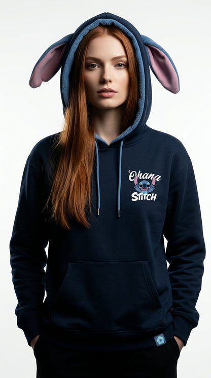 Gilet Sherpa Femme Disney Stitch — Ohana, Bleu Marine
