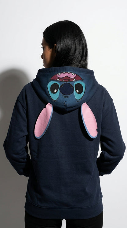 Gilet Sherpa Femme Disney Stitch — Ohana, Bleu Marine