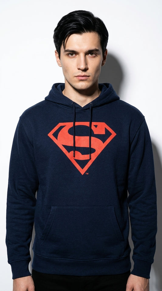 DC Comics Sweat-shirt à capuche Superman DC Comics Logo Puff – Officiel Navy - Sweat-shirt | Professional Product Photo 1