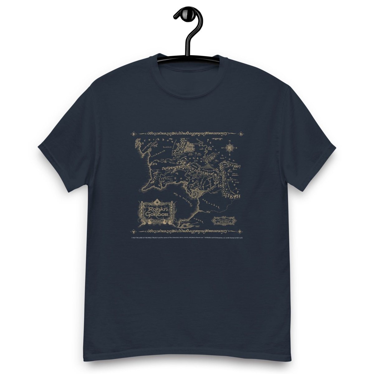 Detailed Map of Rohan and Gondor Fantasy World T-shirt