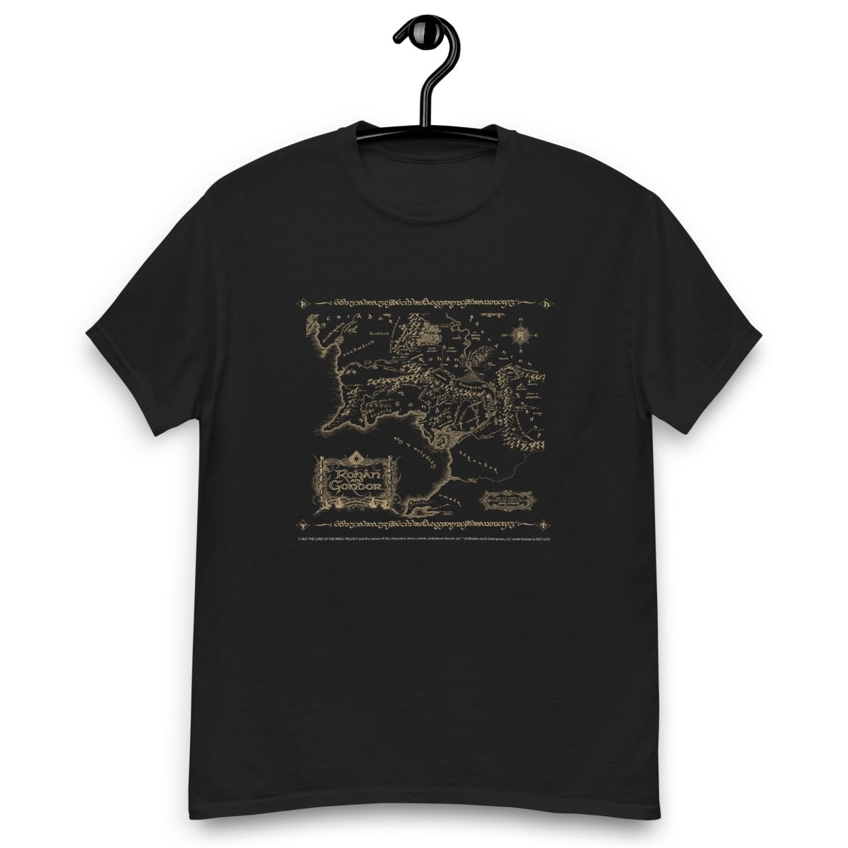Detailed Map of Rohan and Gondor Fantasy World T-shirt