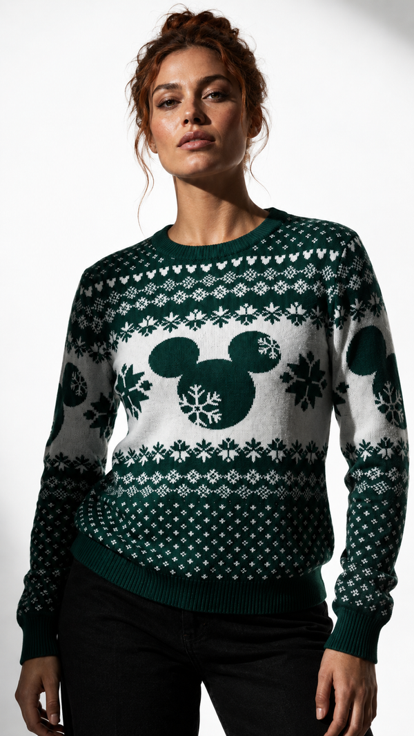 Pull de Noël Disney™ Mickey Mouse – Pull Tricoté Officiel Vert