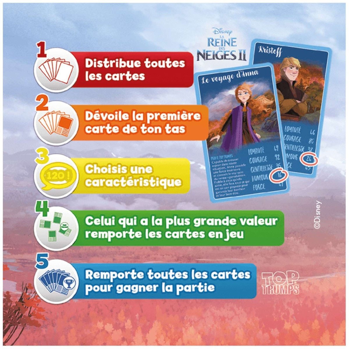 Jeu de Bataille Top Trumps La Reine Des Neiges 2 Disney - Jeu de société - Version française - Legend Icon Jeu de cartes Winning Moves