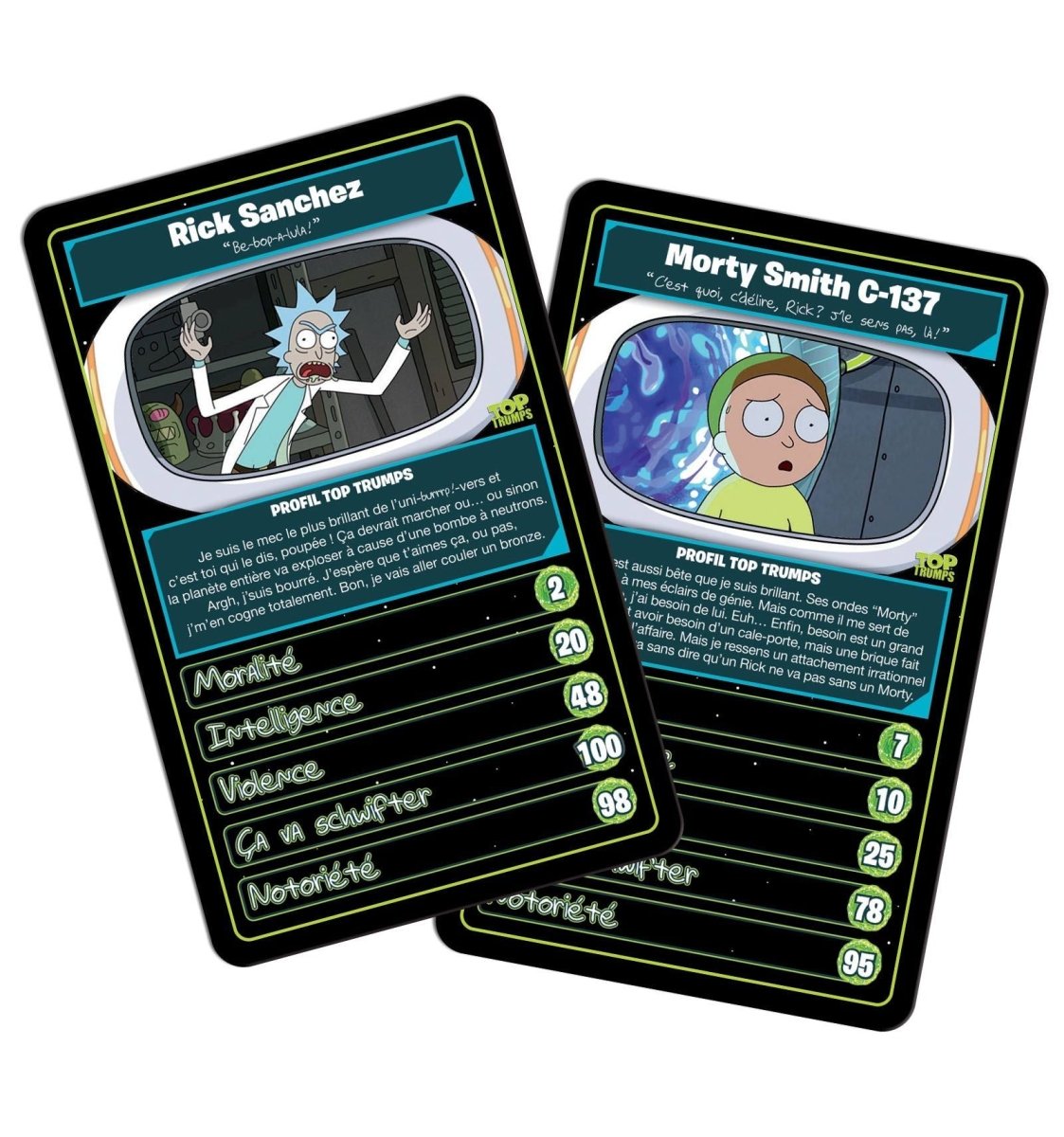 Jeu de Bataille Top Trumps Rick et Morty - Jeu de société - Version française - Legend Icon Jeu de cartes Winning Moves