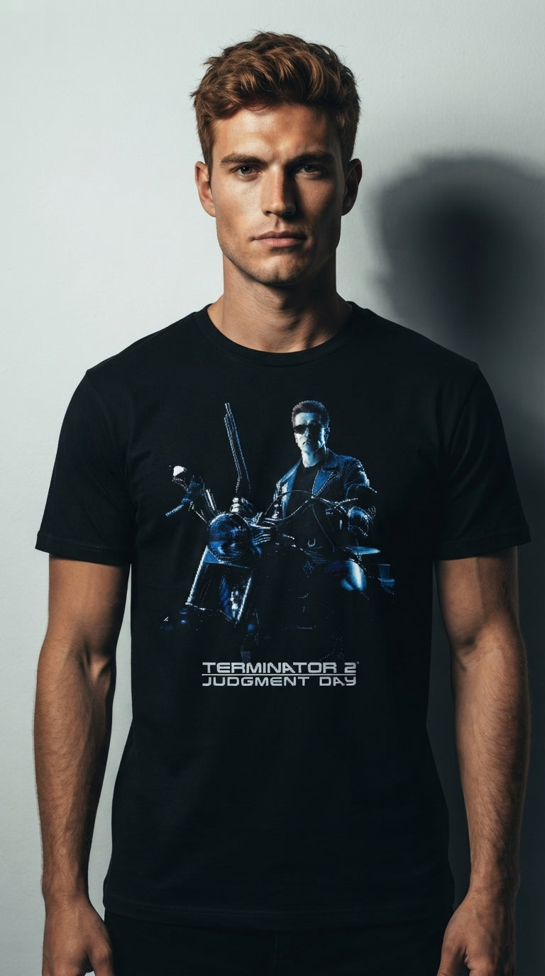 T-Shirt Terminator 2 T-800 Moto Scène Officielle