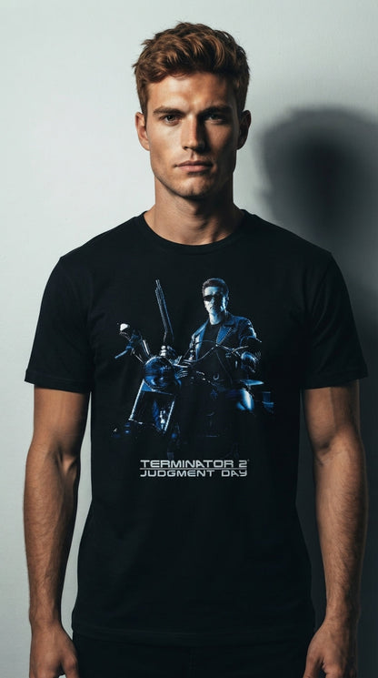 T-Shirt Terminator 2 T-800 Moto Scène Officielle
