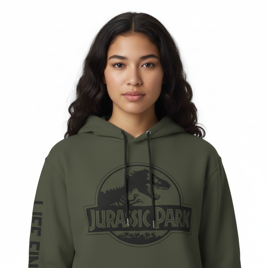 Sweat à Capuche Jurassic Park Kaki – Logo T-Rex