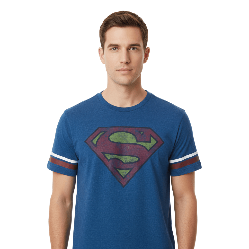T-shirt Superman Bleu Vintage Logo DC Comics Officiel
