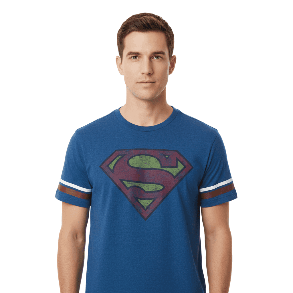 T-shirt Superman Bleu Vintage Logo DC Comics Officiel
