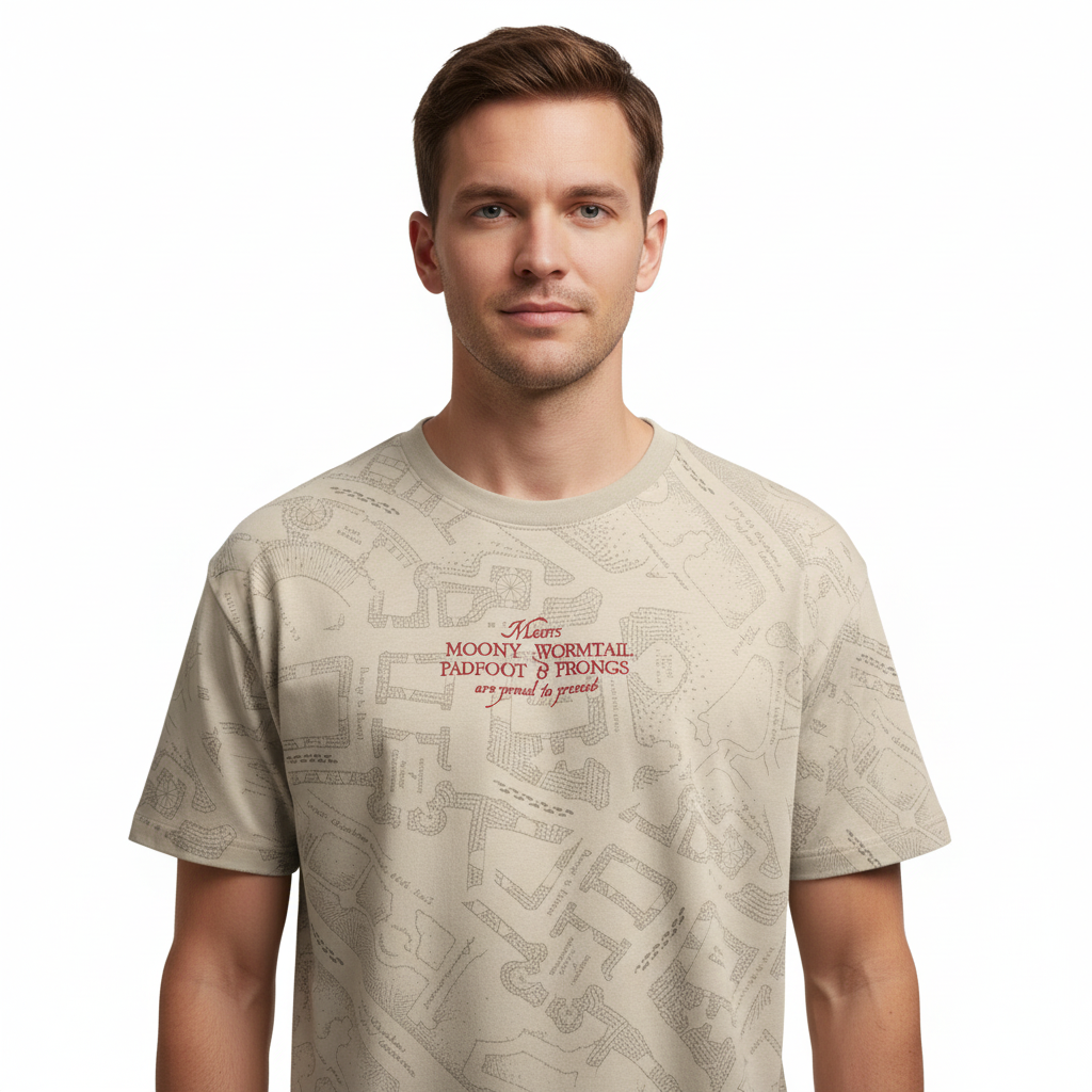 T-shirt Harry Potter Officiel – Carte du Maraudeur All Over