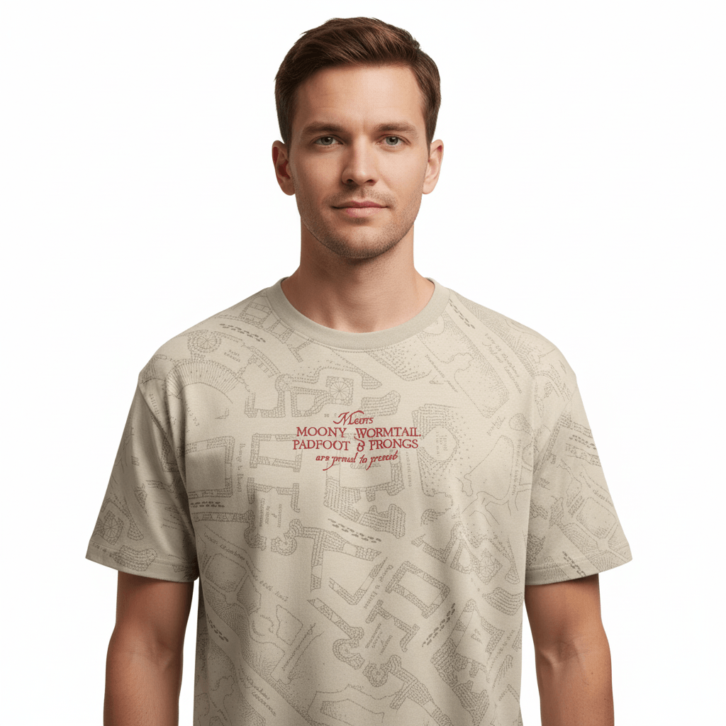 T-shirt Harry Potter Officiel – Carte du Maraudeur All Over