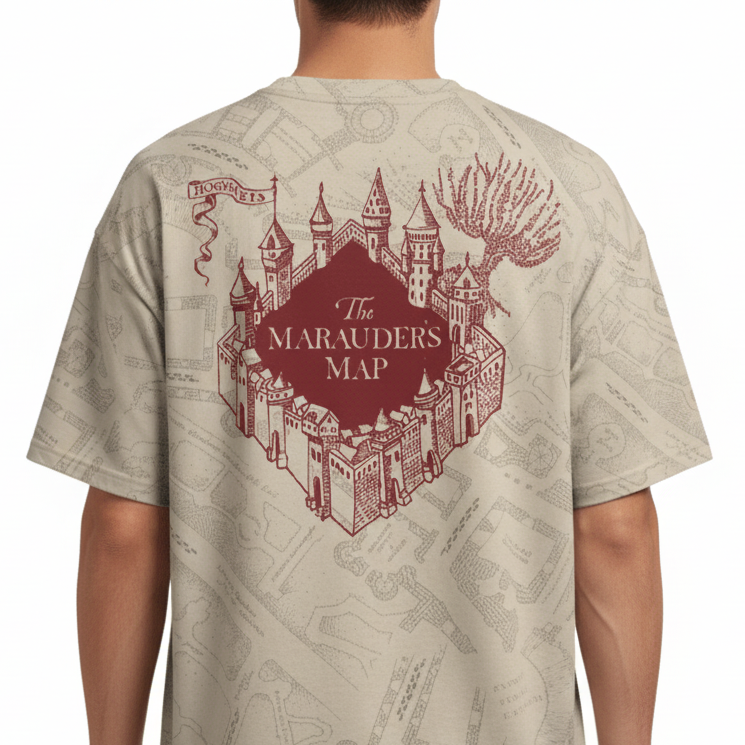 T-shirt Harry Potter Officiel – Carte du Maraudeur All Over
