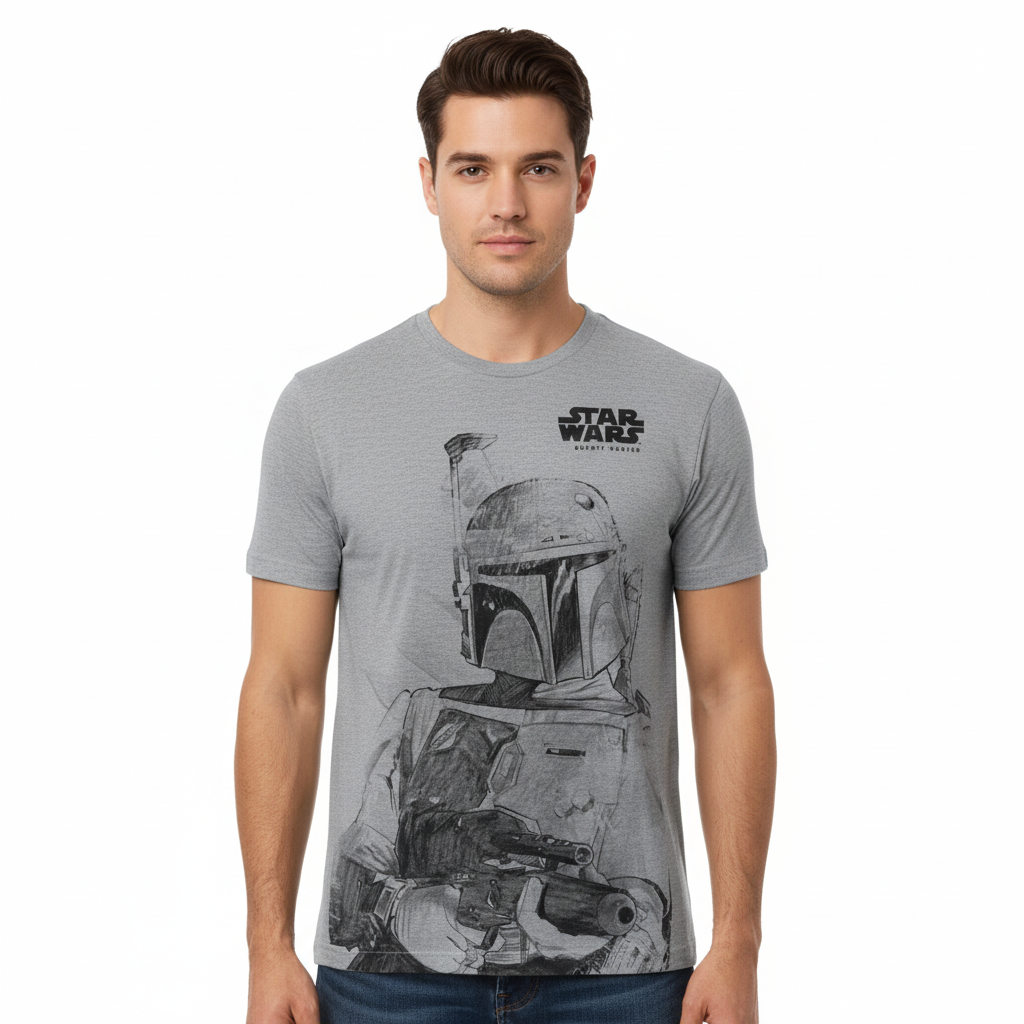 T-shirt Star Wars Officiel – Boba Fett Bounty Hunter Gris
