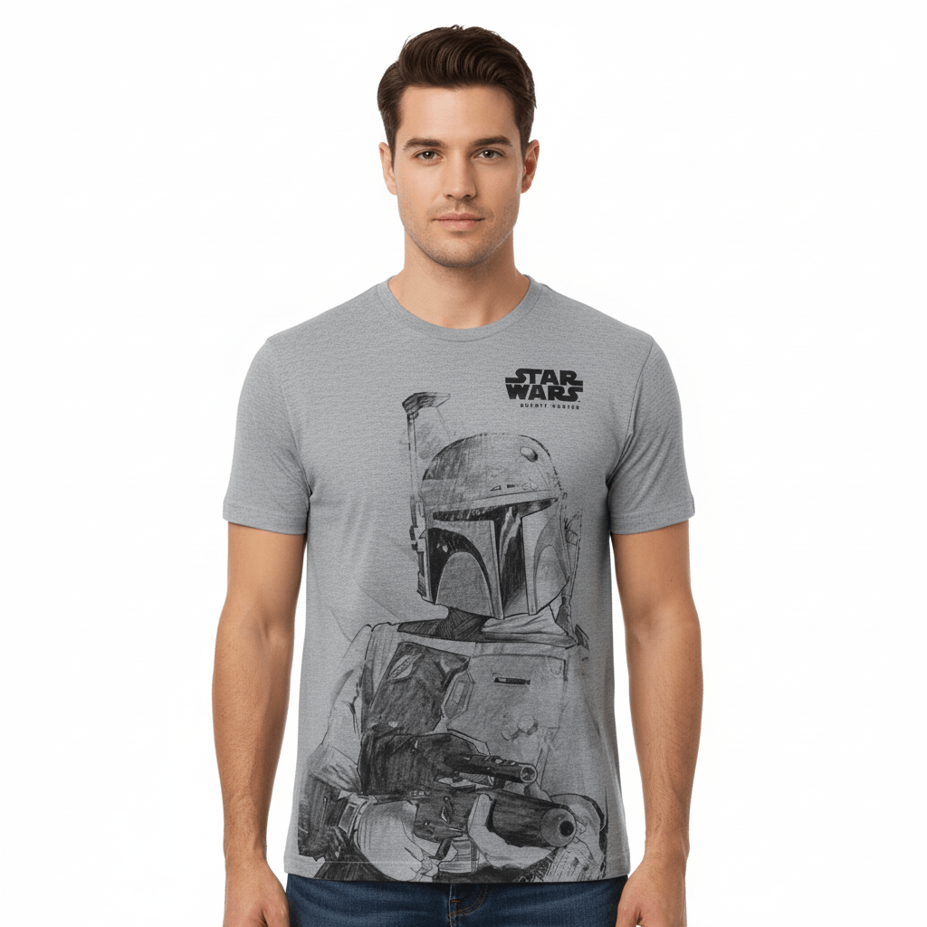 T-shirt Star Wars Officiel – Boba Fett Bounty Hunter Gris