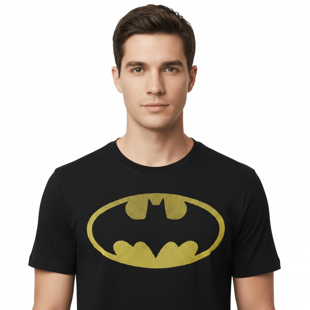 BATMAN Men T-shirt Classic LOGO - Rubber DOTS