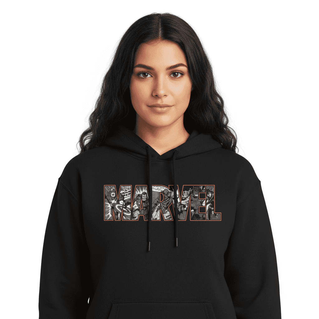 Sweat à Capuche Noir Officiel Super-Héros Marvel