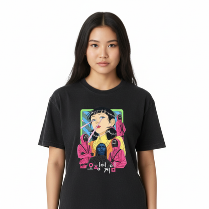 T-shirt Squid Game Col Rond Coton