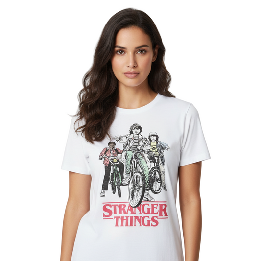 T-shirt Stranger Things à Imprimé Retro Bikers