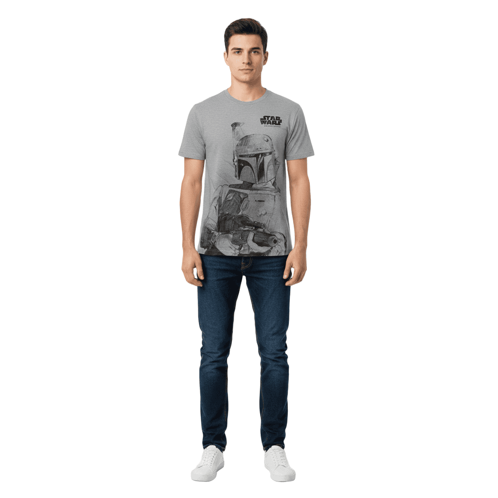 T-shirt Star Wars Officiel – Boba Fett Bounty Hunter Gris