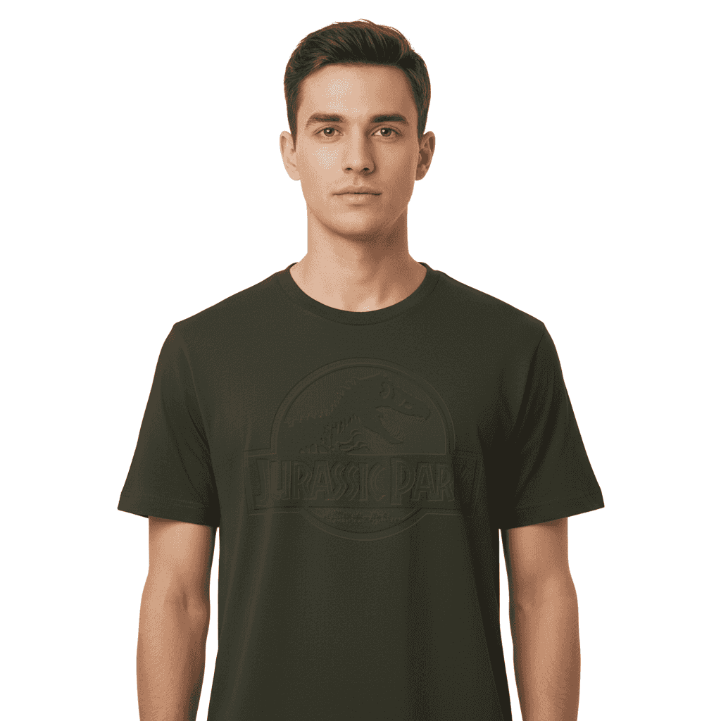 T-shirt Officiel Jurassic Park Logo 3D Vert Kaki