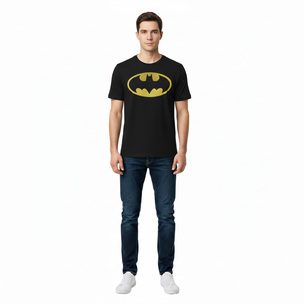 BATMAN Men T-shirt Classic LOGO - Rubber DOTS