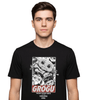 T-shirt Mandalorian Grogu, design noir et blanc, style Star Wars, collection