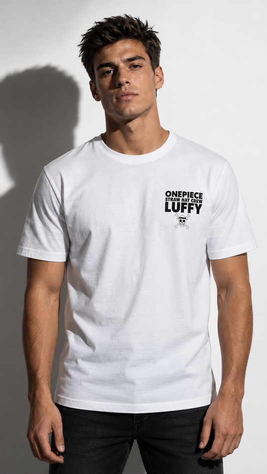 T-Shirt One Piece Doflamingo Back Print Blanc - Oversize