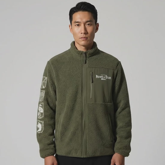 Attack on Titan Veste Sherpa Homme L'Attaque des Titans — Kaki - Veste | Professional Product Photo 3