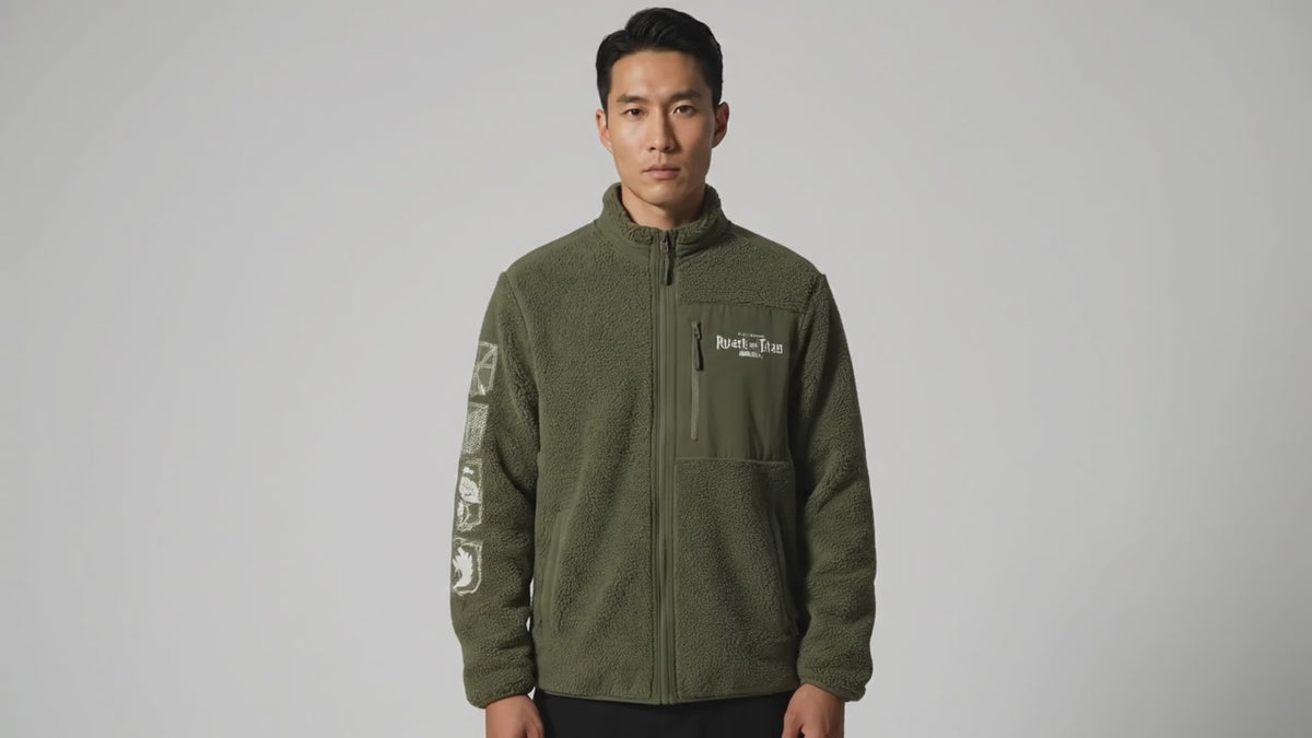 Attack on Titan Veste Sherpa Homme L'Attaque des Titans — Kaki - Veste | Professional Product Photo 3