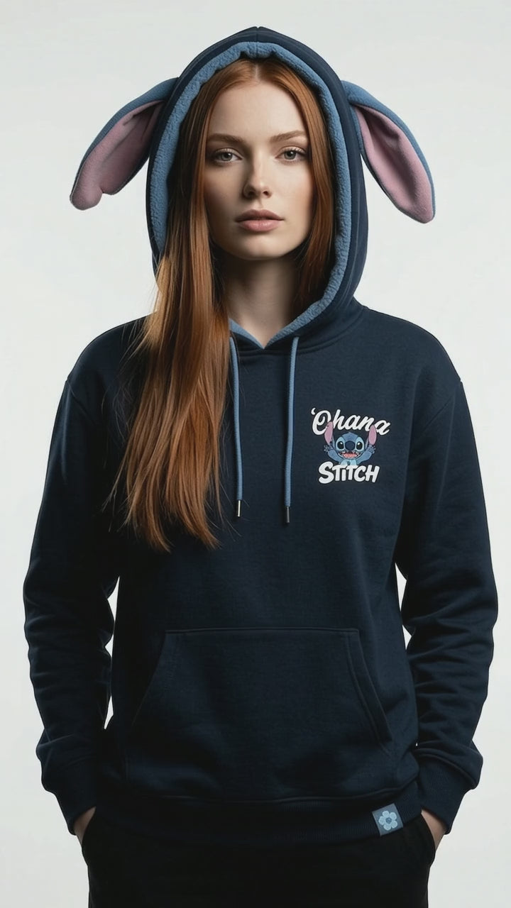 Disney Sweat Sherpa Femme Disney Stitch — Ohana, Bleu Marine - Sweat-shirt | Professional Product Photo 3