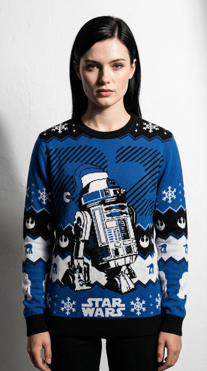 Pull de Noël Star Wars™ R2-D2 – Pull Tricoté Officiel Bleu Marine