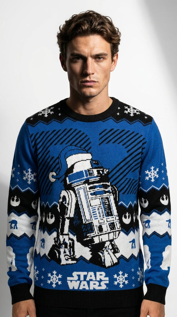 Pull de Noël Star Wars™ R2-D2 – Pull Tricoté Officiel Bleu Marine
