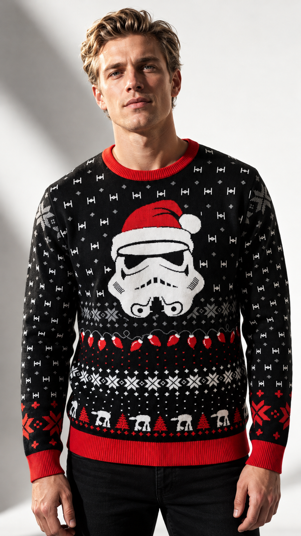Pull de Noël Star Wars Stormtrooper Ho Ho Ho – Officiel Noir et Rouge