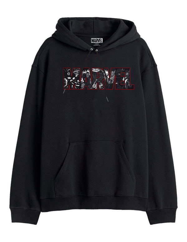 Sweat-shirt Marvel 2025 - Marvel logo Group Black & White with RED OUTLINE