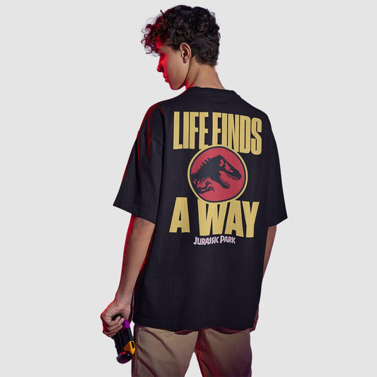 T-shirt oversize Jurassic Park - Life Finds A Way