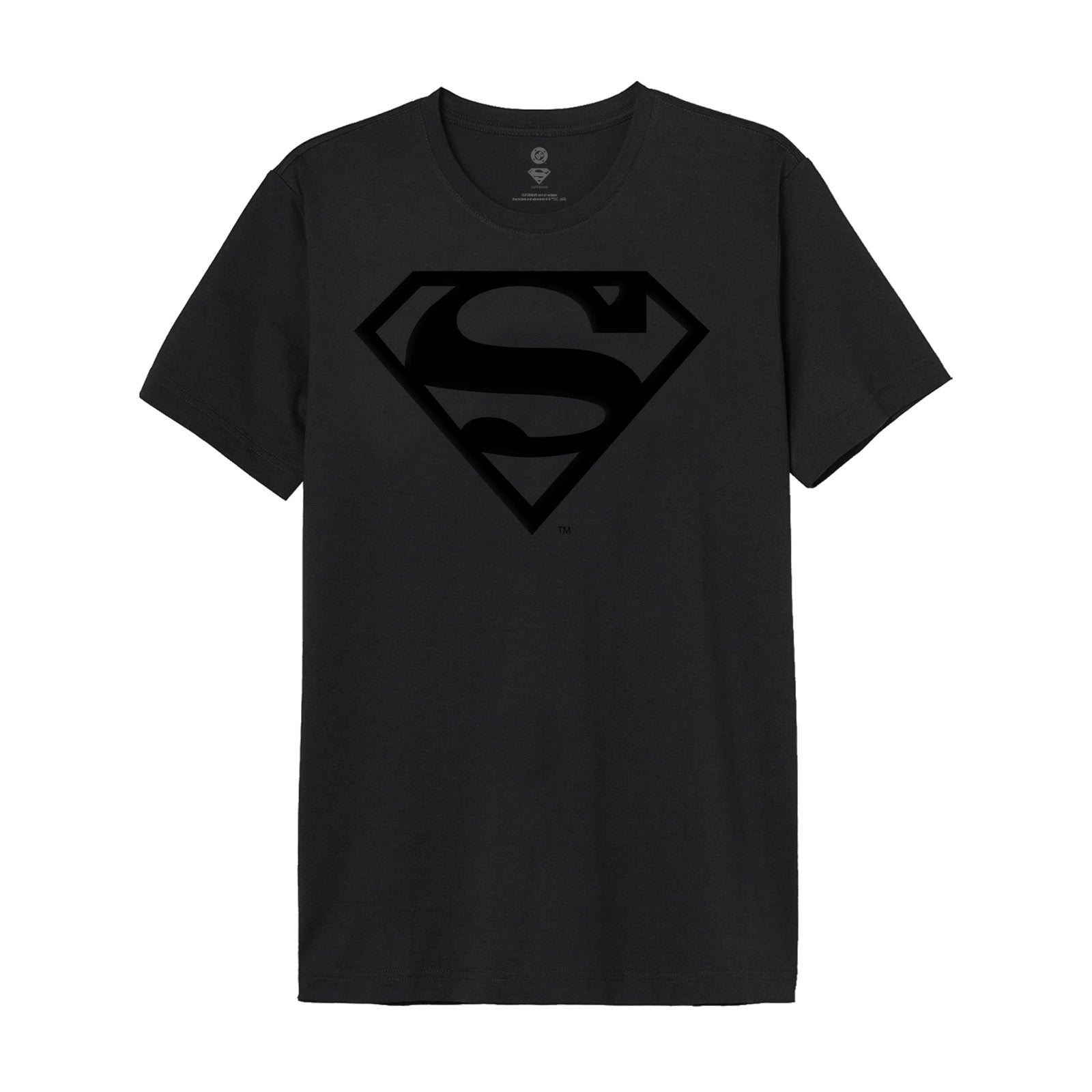 T-shirt Puff Logo Superman Full Black - DC Comics official