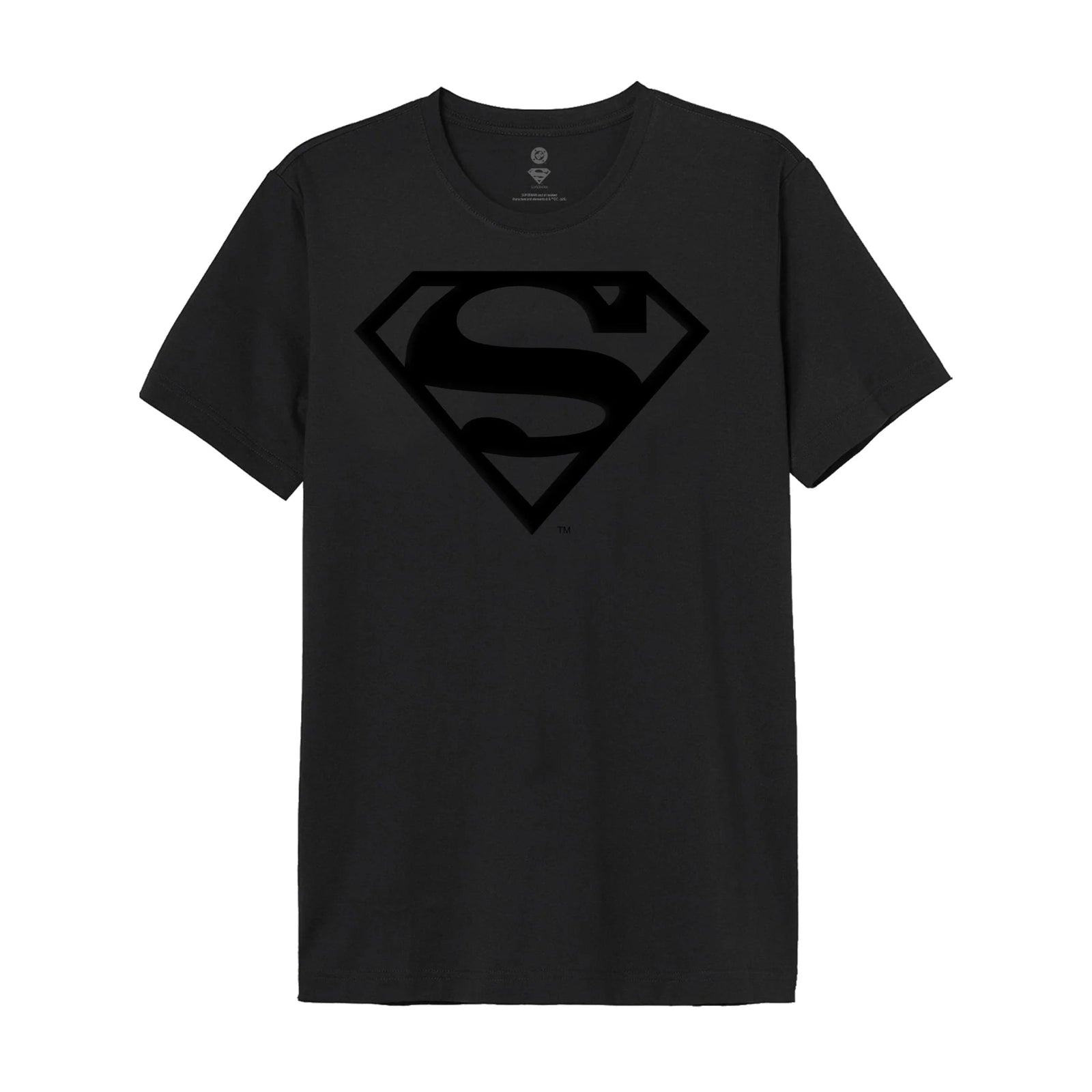 T-shirt Puff Logo Superman Full Black - DC Comics official