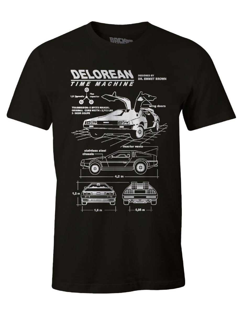 T-shirt Retour vers le futur - Delorean Blueprint - Legend Icon T-shirt Retour vers le futur