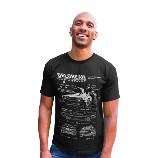 T-shirt Retour vers le futur - Delorean Blueprint - Legend Icon T-shirt Retour vers le futur