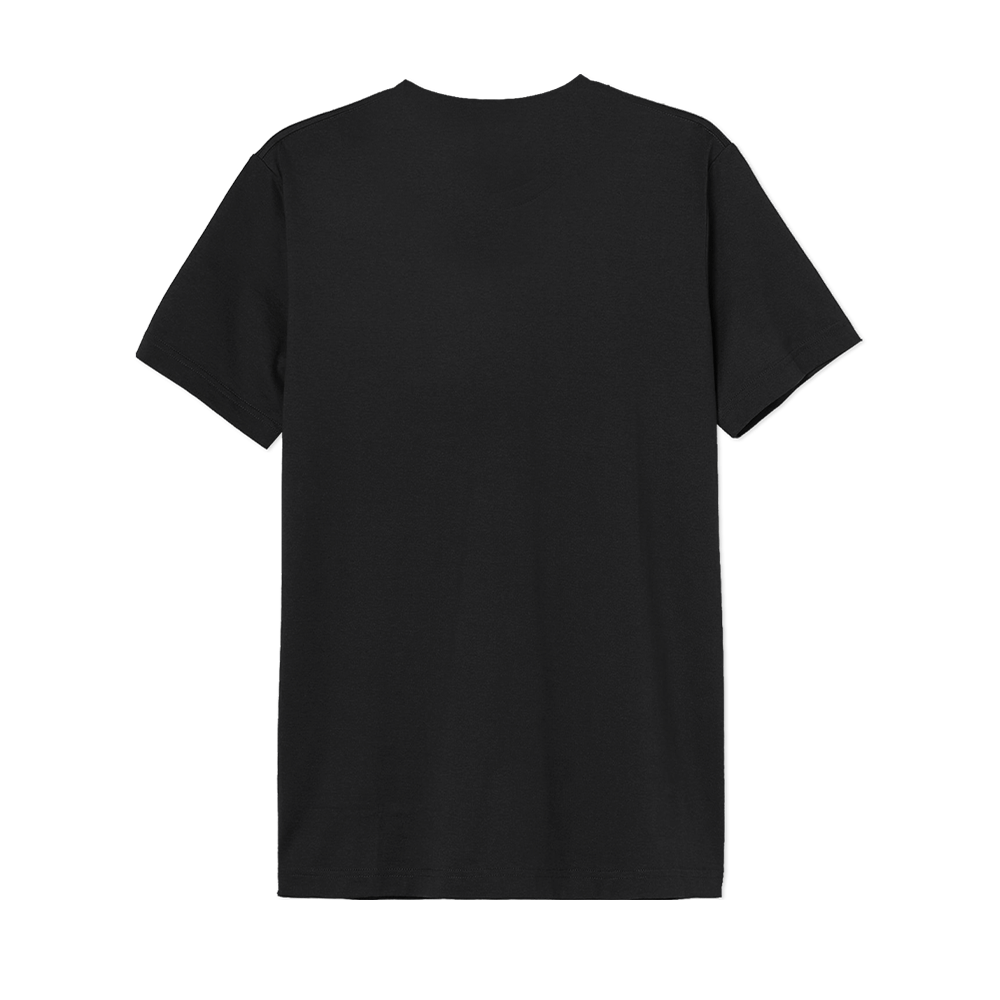 Vue arrière du T-shirt Superman Officiel noir uni, coupe classique en coton doux, idéal pour les fans de DC Comics recherchant confort et style.